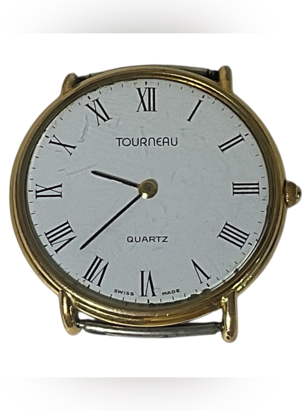Tourneau Swiss Made Quartz Dress Watch Gold Tone Roman Numeral Classic Minimalis